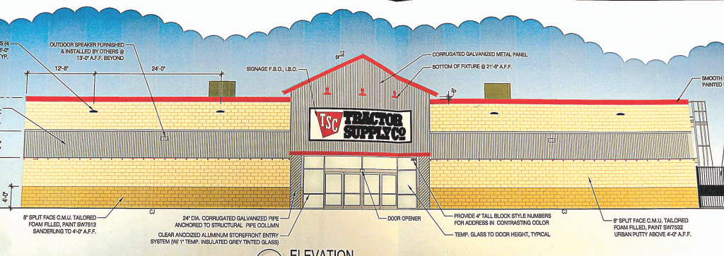 A drawing of what the proposed Tractor Supply Company store in Oxford would look like.
