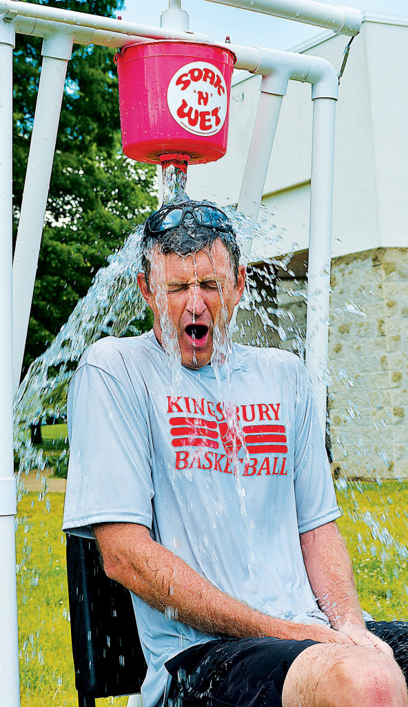 Getting soaked to help his school raise funds is Kingsbury Basketball Coach David Fulkerson. Photo by C.J. Carnacchio.