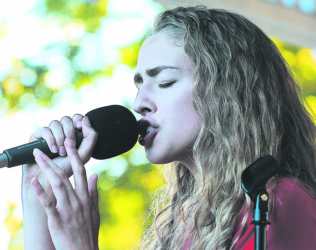 Oxford High School senior Tori Spring, lead singer of The  Safety Bricks, belts out some soulful sounds. Photo by C.J. Carnacchio.