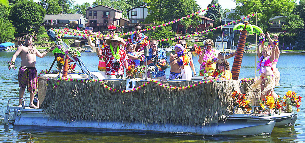 The Badanjek family won first place with their tropical-themed pontoon boat. Photo provided.