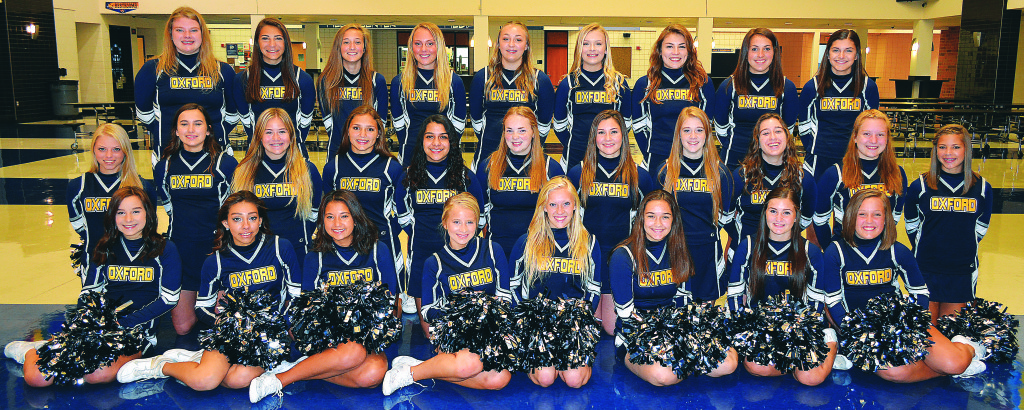 Oxford's varsity cheer team won a spirit award and blue trophies at a camp in Frankenmuth.