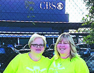 Oxford resident Tammy Barber (right) and her friend Jenny Weaver pose outside CBS Television City in Los Angeles, California where "The Price is Right" is filmed.