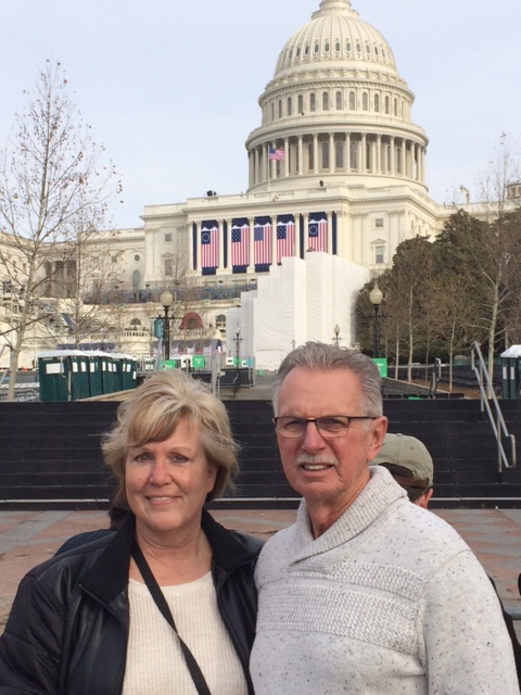 Oxford Village Police Chief Mike Neymanowski and his wife Kristine pose outside the U.S. Capitol where the 58th Presidential Inauguration took place Jan. 20. Photo provided.