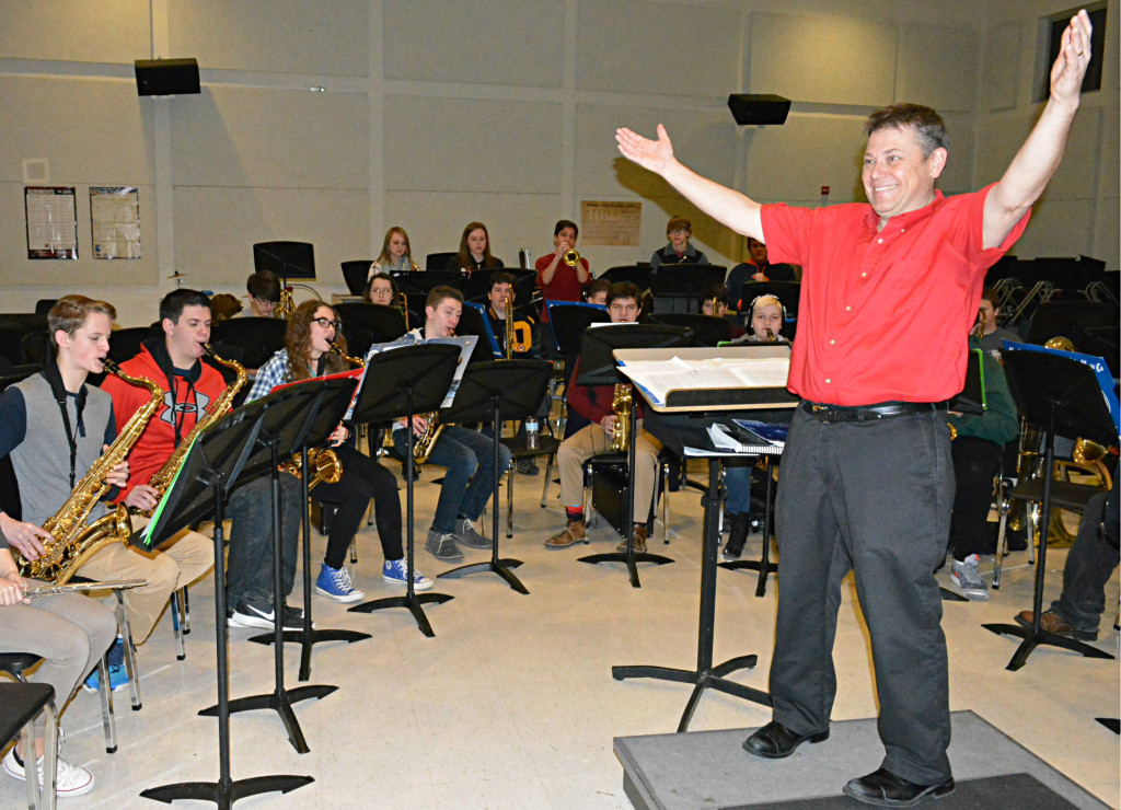 OHS Jazz Band Director John Hill brings a lot of exhuberance to the group’s early morning jam sessions. Photo by C.J. Carnacchio.