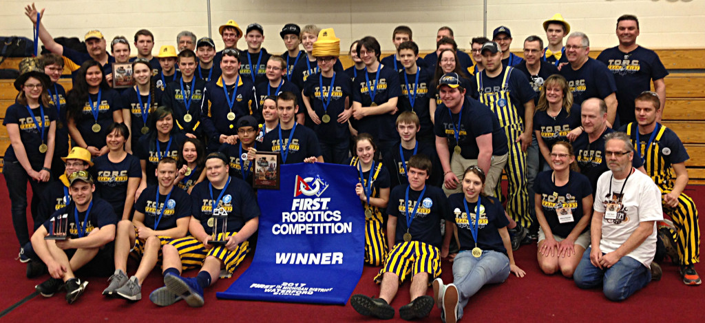 After winning in Waterford, the OHS robotics team moves on to the state championship at Saginaw Valley State University in April. Photo provided.