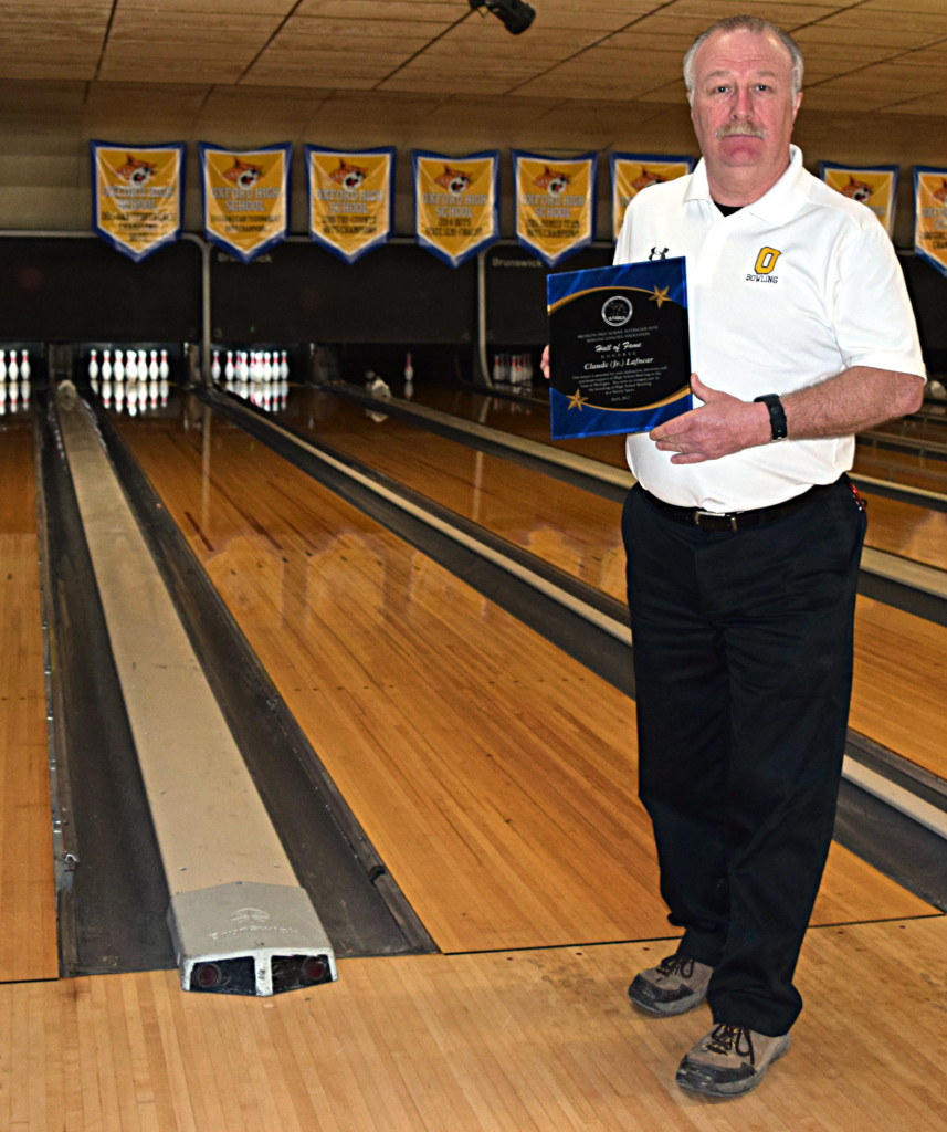 Oxford Bowling Coach J.R. Lafnear was inducted into the Michigan High School Interscholastic Bowling Coaches Association’s Hall of Fame. Photo by Elise Shire.