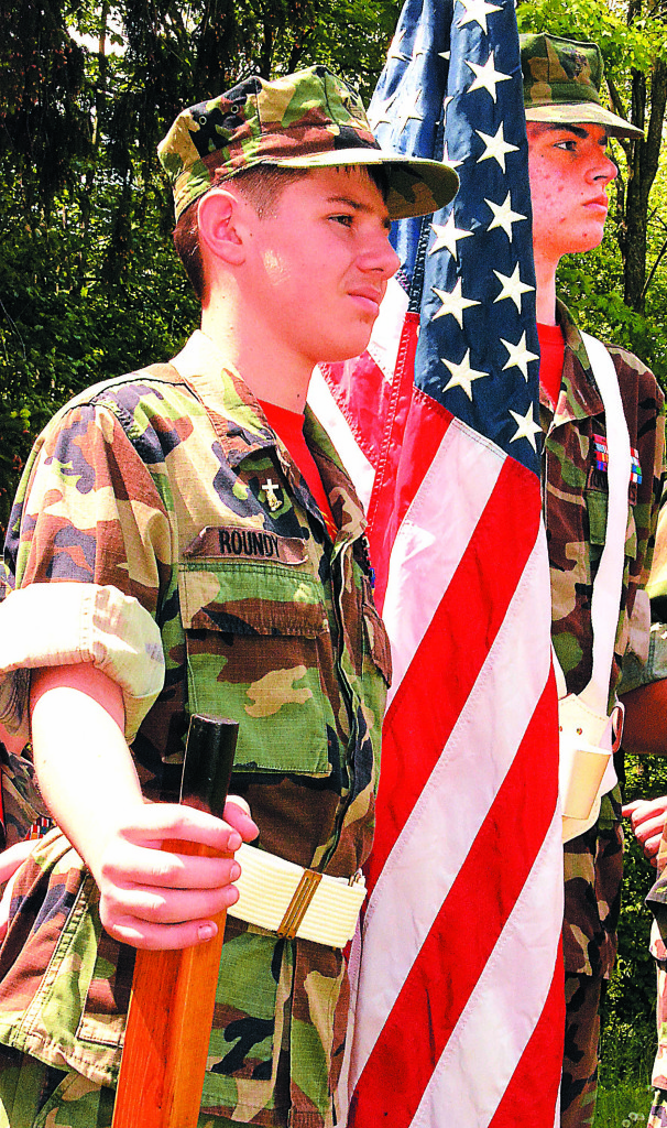 Aidan Roundy (left) and Jeremiah Pearsall, members of the North Oakland County Young Marines, served as the Color Guard.