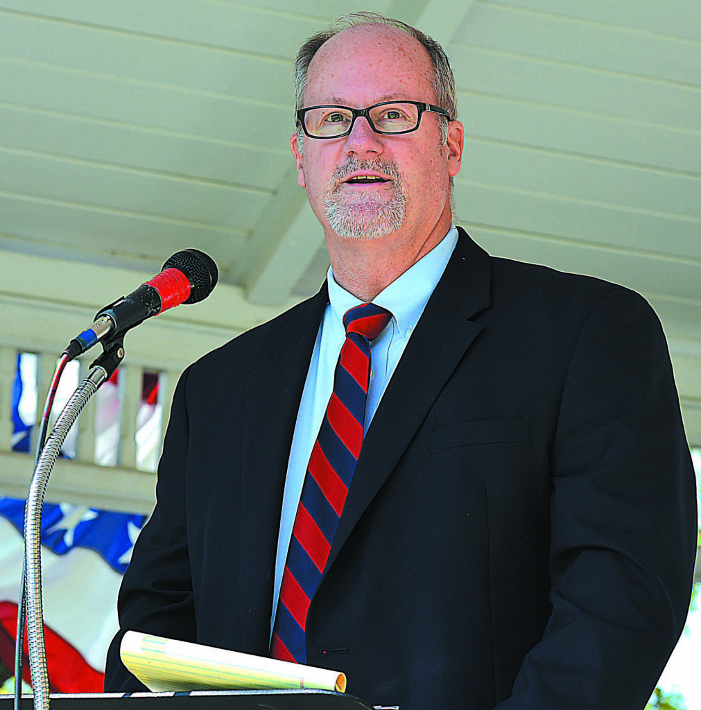 Oxford Village attorney Bob Davis, a veteran of the U.S. Coast Guard, was the guest speaker at the Memorial Day ceremony held in downtown’s Centennial Park.