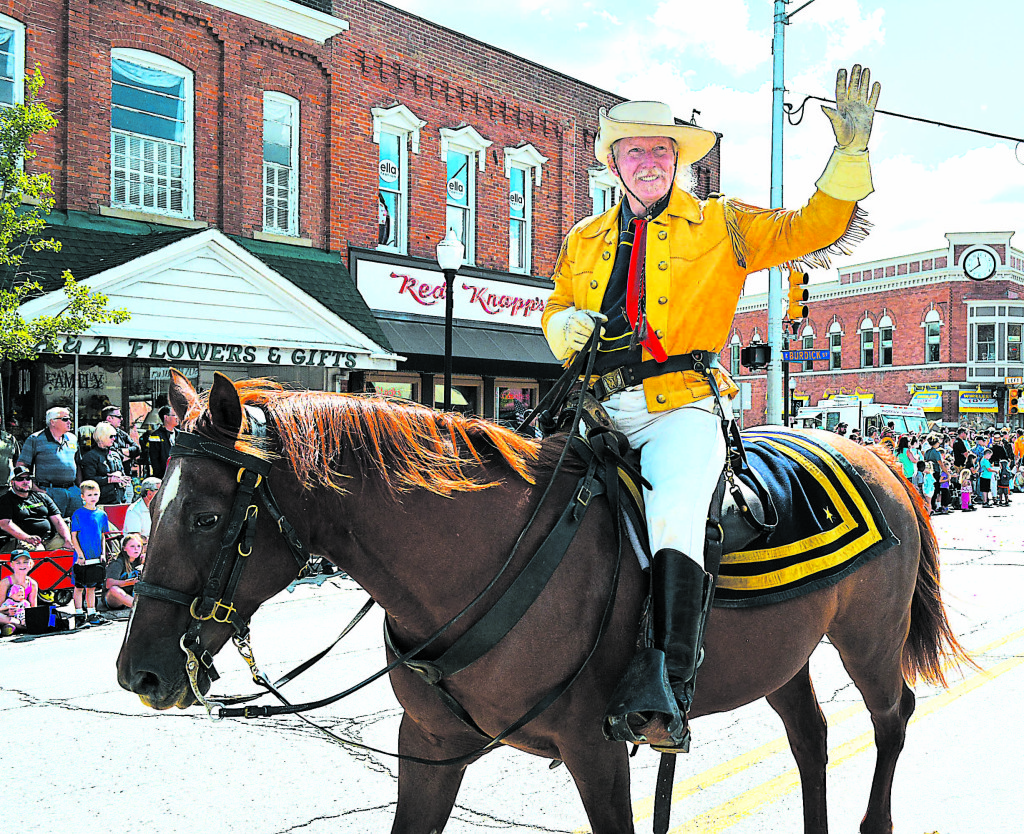 Famous 19th-century U.S. Calvary Commander George Armstrong Custer, as portrayed by  Ohio resident Richard E. Williams, was quite the sight as he rode through downtown Oxford waving to the cheering crowd.