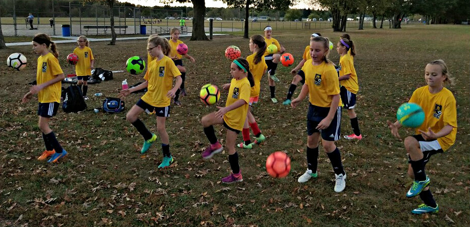 The athletes of the Oxford Soccer Club 06 team (shown above) and the 04 team juggled soccer balls to raise money for hurricane relief. They raised $1,800 towards the cause. Photo provided.