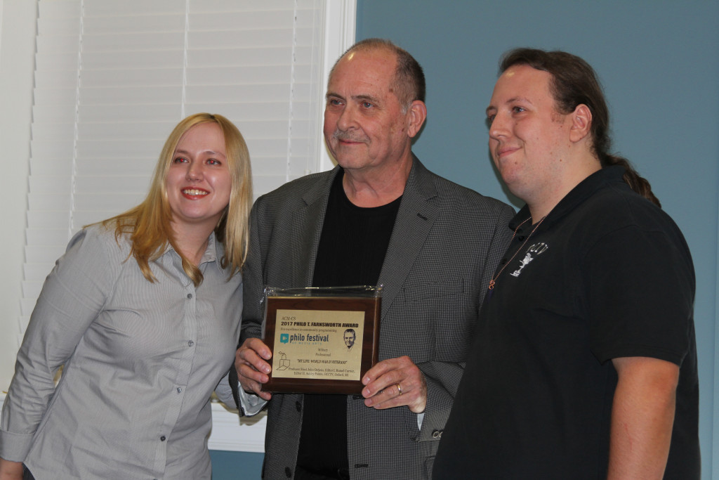 Posing with their Philo Festival award are (from left) OCTV staff members Ashley Pointe, John Oetjens and Russel Currier. Photo by C.J. Carnacchio.