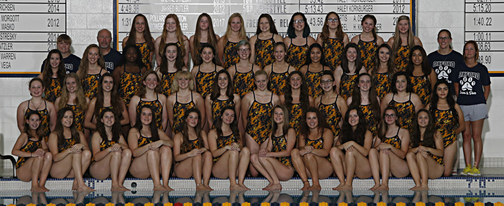 The Lady Wildcat swimmers are (front row, from left) Audrey Mandziuk, Cailin Griffith, Paige Dell, Claire Lang, Rachel Commons, Tate Hamilton, Victoria McClenaghan, Emily Vican, Lauren Champane, Caitlyn Geda, Sage Brocco. In the second row are (from left) Izzy Frechette, Maggie Pill, Skylar Goik, Claire Alexander, Grace Charnstrom, Kaleigh Rogers, Nellie Charnstrom, Ashlee Weltyk, Laura Mace, Mackenzie Finley, Paige Beeding, Ana Gaytan. Third Row (from left) Brooke Mandziuk, Tabitha Sterner, Gihon Maxwell, Jenna Fistler, Keira Veltigian, Paige Hodder, Kinsey Jones, Grace Nunez, Emily McClear, Victoria Provo, Elsa Rodriguez, Coach Kieve Johnson. Back Row (from left): Coach Anna Charnstrom, Coach John Pearson, Grace Vogler, Maddy Lovins, Emily Geda, Mattie Johnson, Addie Bishop, Sabrina Kurk, Anna Dimeglio, Peyton Bailey, Alexis Johnson, Coach Jackie Rank. Not pictured: Adri Haden. Photo by Matt Johnson.