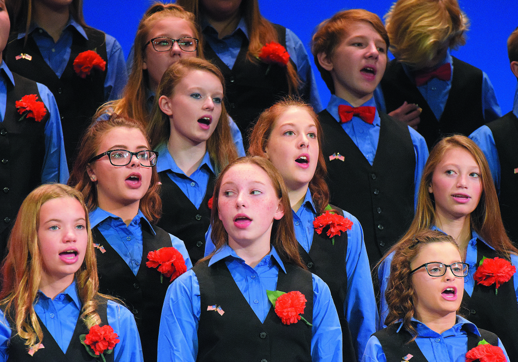 Oxford Middle School choir students put on their annual Americana Concert Friday night at the high school Performing Arts Center. A total of 220 sixth-through-eighth-graders sung a variety of patriotic songs in honor of Veterans Day. 