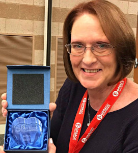Oxford Schools employee Dee Theile recently received the Paula Bragan Staff Excellence Award at the Oakland Professionals for School-Age Child Care conference. Photo provided.