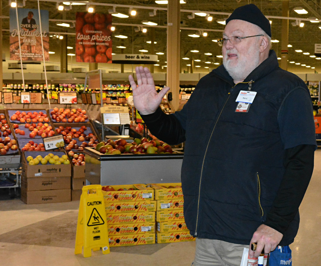 A familiar face at the Oxford Meijer since 2001, Rick Allen worked his last day as a store greeter on New Year’s Eve. Photo by C.J. Carnacchio.