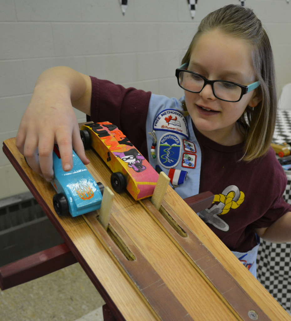 Oxford resident Elizabeth Quintus, 9, gets ready to race. She’s a member of the Pioneer Club and third-grader at Oxford Elementary School.