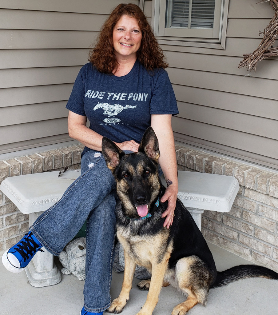 Ginger Guindon and her new  service dog/best buddy, Layka.