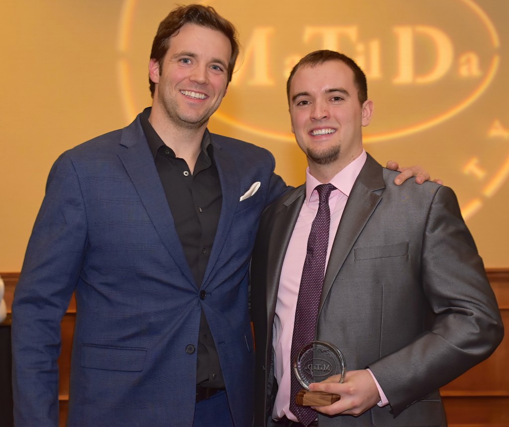 Robert Skylis (right), of Oxford, received Oakland University’s MaTilDa Award for Outstanding Student in Voice Performance (undergraduate). He’s shown here with Drake Dantzler, an opera performer and assistant professor of music and voice. Photo provided.
