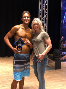 Grayson Bourdeau and trainer Carol Carpenter at the 2018 UFE Rising Body Building Competition in Ortonville. Photo provided