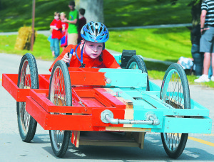 Ethan Creps took second place in the Strawberry Derby with his sister Kaitlyn Creps (not pictured). They shared the driving duties. Photo by C.J. Carnacchio.