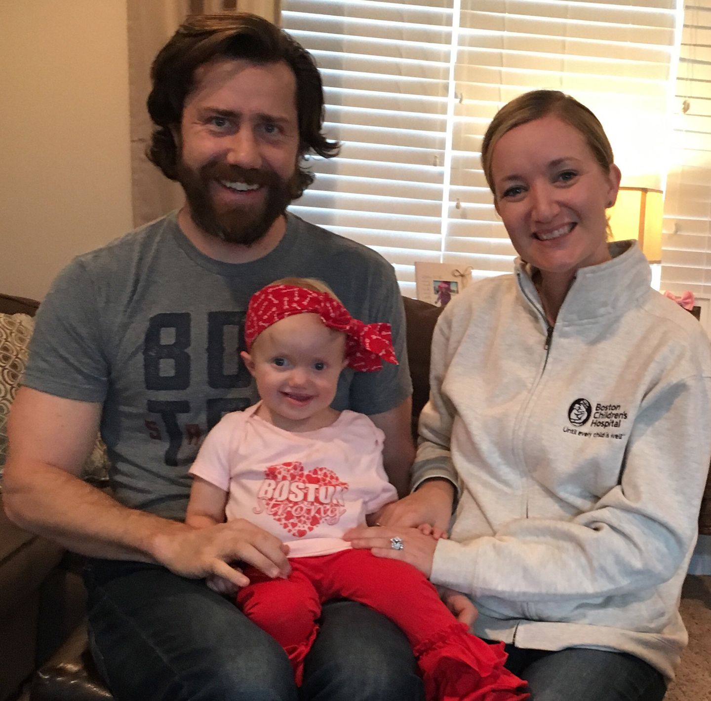 Bryan and Laura Holt with their daughter little Lucy, 2. Laura will run in next year’s Boston Marathon to raise money for Boston Children’s Hospital’s Every Child Fund. Photo provided.