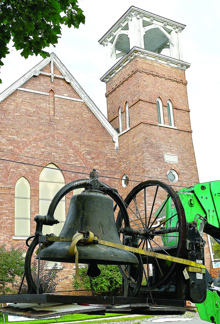 Immanuel Congregational Church bell comes down for first time in 145 years