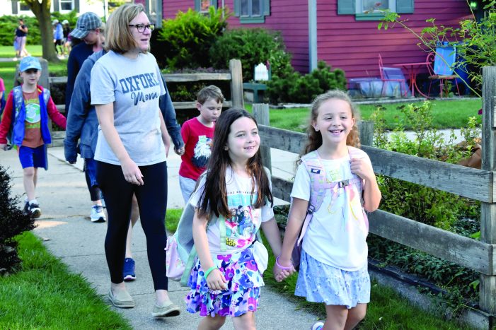 Oxford elementary students Walk & Roll to School
