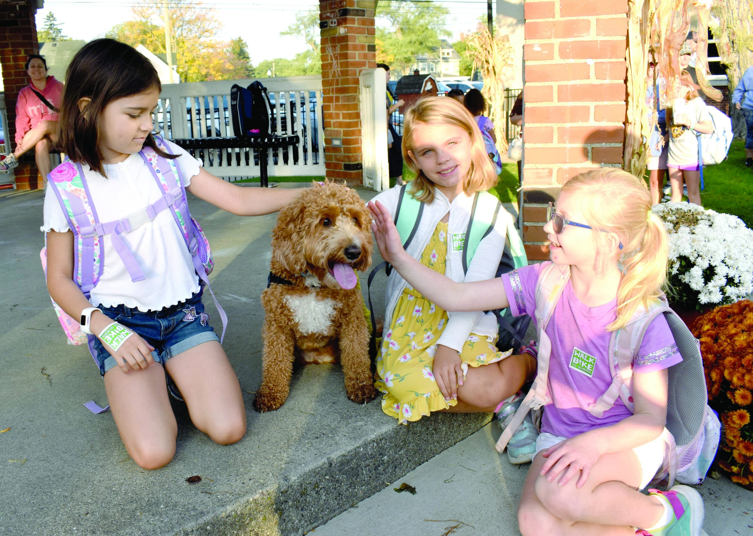 girls and dog