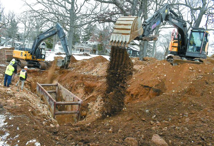 Construction to connect park restrooms to sewer system